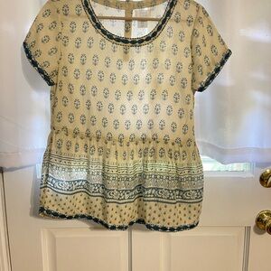 Sigrid Olsen Cream Peplum Blouse